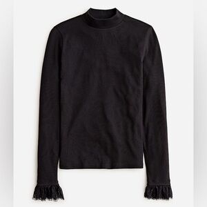 J Crew Vintage Rib Lace-Cuff Mockneck Shirt Size XL